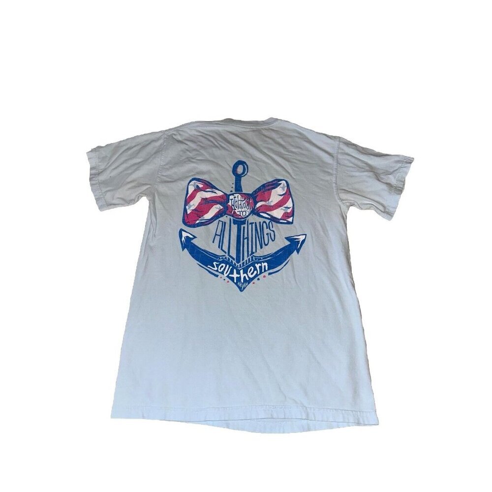 Women’s Southern Fried Cotton Short Sleeve Blue T-shirt Small Anchor